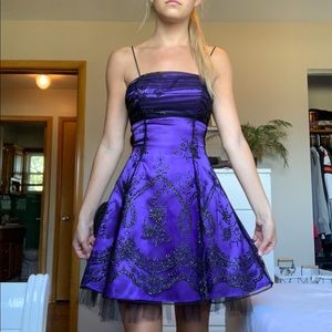 Purple/Black Short Glitter Homecoming Prom Dress